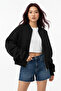 Women's Basic Oversize Zippered Casual Bomber Jacket - 4