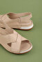 Women's Genuine Leather Anatomical Sole Sandals Iz.4605 Beige - 3