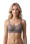 Seamless Bra - Oatmeal |   Brown Laser Cut Underwire-Free Textured Tulle Detailed Women's Bra - 3