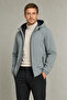 Men's Mint Green Removable Hooded Water and Wind Resistant Zippered Raincoat & Windbreaker - 3
