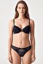Women's Navy Blue Lace Supported Bra Set with Padded Accessories Lingerie Set