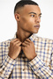 Long Sleeve Regular Fit Plaid Sports Cotton Button Collar Shirt - 4