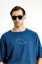 Crew Neck Slim Fit Slim Fit Printed Cotton T-Shirt - 4