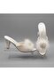 Tulips Heeled Ecru Goose Feather Women's Slippers