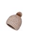 Women's Pompom Cotton Filay Beanie Fo 2654 Camel, with Shiny Yarn, Knitted Pattern, and Warm Winter Beanie - 3