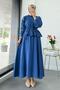 Ruffle Detailed Shirt and Gofre Skirt Two-Piece Set - Indigo