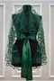 Emerald Green Bridal Veil Set, Glass Beads and Sequin Printed Henna Night Veil Set 6 Pieces - 6