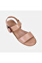 Women's Leather Sandals with Skin-Bone Buckle and Wedge Heel - 6