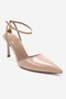 THALIA Beige Patent Leather Pointed-Toe Charm Women's Stiletto Heels - 3