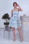 Women's Strapless Bow Detailed Layered Ruffle Mini Dress Woven Baby Blue, White, Powder, Black, Fuchsia - 4