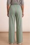 Mint Green 4-Season Elastic Waist Lace-Up Wide-Leg Gabardine Women's Trousers - Comfortable Cut Casual Palazzo with Pockets - 4