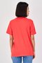 Women Round Neck Short Sleeve Brand Logo T-Shirt, Red - 4