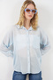 Women's Single Pocket Striped Oversize Shirt 20375 - Blue - 3