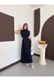 Women's Dress Zero-Sleeve, Fitted at the Waist, Stand-Up Collar, Maxi Length Design Dress - 7