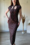 Scarf and Window Detail Midi Slit Dress - 7
