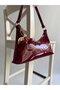 Patent Leather Baguette Model Women's Hand and Shoulder Bag Burgundy Cherry Red (Cherry Gift) - 4