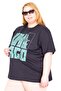 Mode XL Real Big Size Women's T-Shirt Bis Collar Chicago U26116 Navy Blue - 3