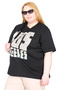 Mode XL Real Big Size Women's T-Shirt Bis Collar Los Angeles U26117 Black - 3