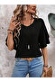    Women's Short Sleeve V-Neck Viscose Blouse - 3