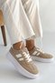Beige Thick Sole Women's Sneaker – Casual, Comfortable, Modern Striped Sports Shoes - 3