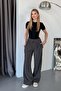 Women's Adjustable Waist Double Pocket Wide Leg Pants Smoked - Mw0001515 - 3