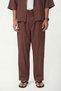 Striped lyocell blend relaxed fit trousers - burgundy - 2