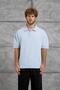 Men's T-Shirt Dp Collar Button Polo Baby Blue Oversize Knitwear Fabric