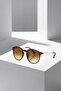 Round Frame Women's Sunglasses with Uv400 Protection Brown Gold Color Plg-2115C2
