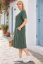 Stone Embellished Oversize Dress Comfortable Fit Casual Stylish Pocket Detail Summer Women's Dress C801 Khaki - 6