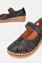 Women's Black Genuine Leather 35-41-42 Number Strapped Flat Wedge Heels Side Open Sandals - 3