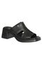 D26Yt-1900-B Black Pen Women's Heeled Leather Slippers