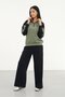 Black - Çağla Women's Modal Tracksuit Set with Half-Zip Top and Wide-Leg Bottom, Comfortable Fit - 7