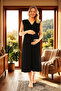 New Season Summer Black Wide Strap Special Design Stylish Lace 100% Cotton Maternity Nightgown - 3