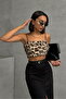 L.Paillette Leopard Patterned Bustier |   F1777
