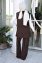 Brown Lace Detailed Vest and Trousers Set - 5