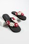 Suzan Women's Red and White Beaded Floral Flip-Flops Beach Slippers - 4