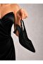 Women's Black Stone Heeled Evening Dress Shoes