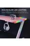 Side-Lit Gaming Desk, Z-Shaped, Carbon Fiber Surface, Cold-Rolled Steel Frame, Cable Management, Cup Holder, Headphone Holder, Colorful Running Lights, Durable Design - 4