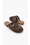 Women's Suede Belt Detailed Gold Buckle Flat Sole Closed Front Summer Comfortable Women's Slippers - 7