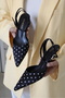 Palm Pointed Toe Short Kitten Heel Women's Shoes Polka Dot