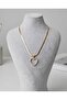 Amelra Zircon Stone Heart Frame Flat Chain Steel Necklace - 3