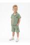 3-10 Years Old Boys Green Summer Shirt and Shorts Set Linen 2 Piece Set - 4
