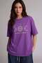 Women's Oversize Casual T-Shirt Celestial Sun Moon Printed Purple - 3
