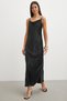 Thin Straps and Back Detail Satin Dress - 3