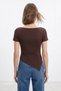 Brown Boat Neck Asymmetric T-Shirt 0459 - 3