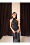 Women's Halter Neck Embossed Floral Detailed Long Dress - 2