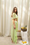 Minori Tied Green Knitwear Pareo Shawl - 3