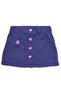 Girl's Heart Pattern Buttoned Linen Skirt 2-8 Years Dark Blue