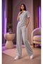 Christian Light Gray Two-Piece Suit Palazzo Compact Fabric Modal Fabric Trousers Set (Soft Fabric and Non-Shirring)