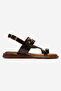 Women's Genuine Leather Flip-Flop Sandals 6366 Brown - 2